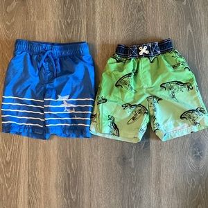 Bundle of 2 toddler bathing suits with drawstring waist